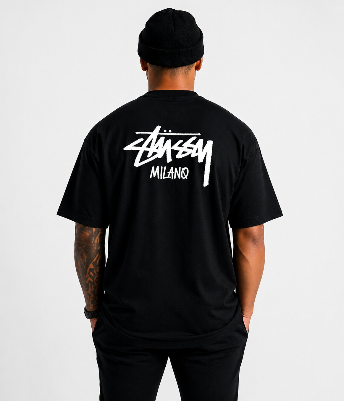 Camiseta Oversized Stussy Milano - Preta